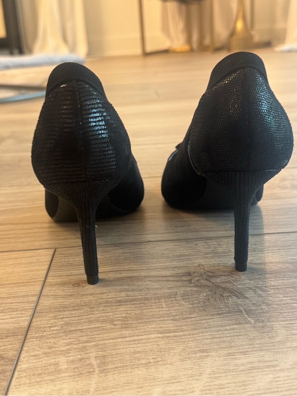 Kelly & Katie Black Pointed Toe Bow Stiletto Heels Pumps Size 9 - Picture 4 of 6